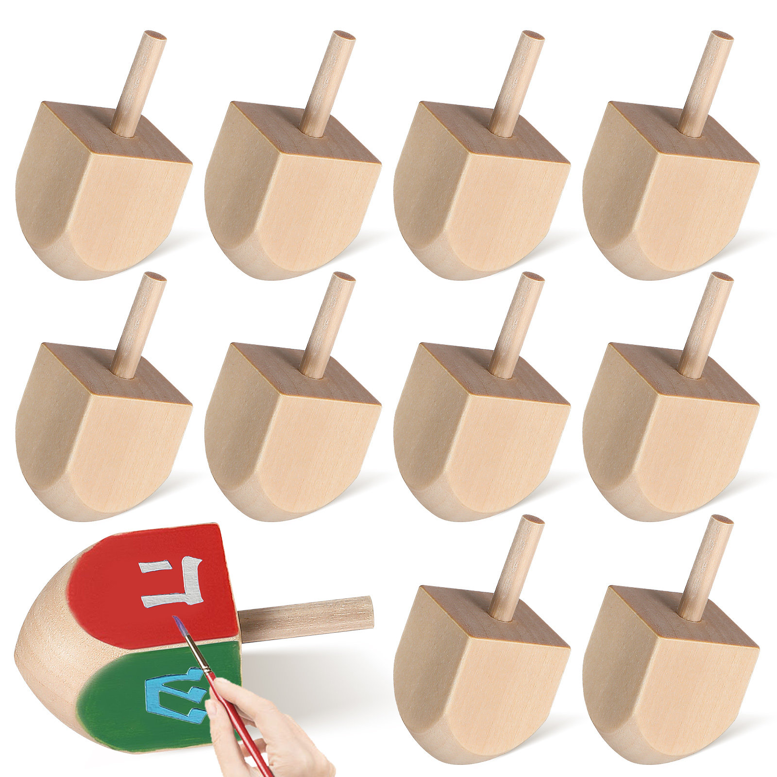 Art Craft Holiday - 20 toupies en bois naturel pour