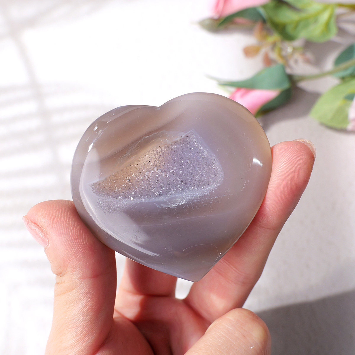 Agate naturelle en forme de cœ - Art Craft Mother'S Day avis et prix
